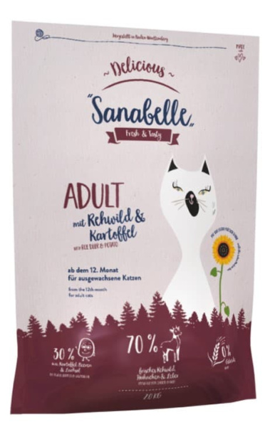 Сухой корм для кошек Bosch Sanabelle Delicious Adult (косуля и картофель) полнорационный корм для взрослых кошек с чувствительным пищеварением 