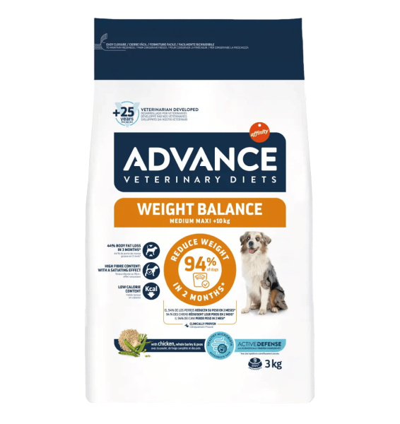 Ветеринарный рацион для собак Advance Dog VetDiet Weight Balance Medium/Maxi (птица)