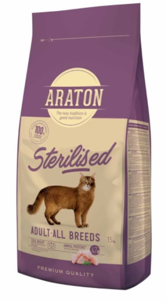 Сухой корм для кошек Araton Adult Sterilised сбалансированный корм для кошек склонных к полноте 