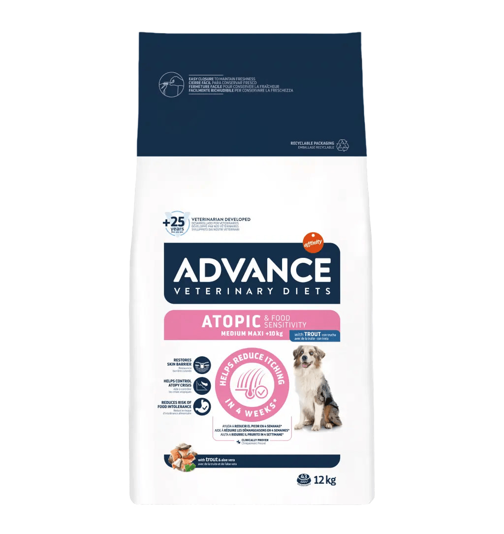 Еда для собак при дерматозах Сухой корм для собак Advance Veterinary Diets Atopic Medium/Maxi