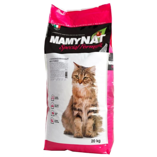 Пища для кота MamyNAT Cat Sterilized-Neutered (свинина, курица, говядина)