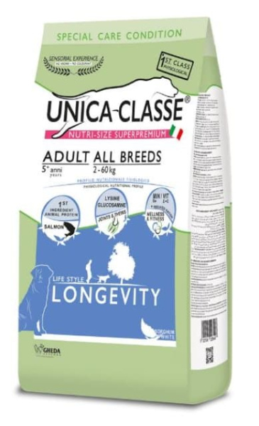 Еда для собак Сухой корм для собак Unica Classe Adult All Breeds Longevity (Лосось)