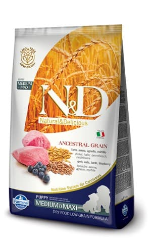 Щенячий корм Сухой корм для щенков Farmina N&D LG Puppy Medium & Maxi (ягненок и черника)