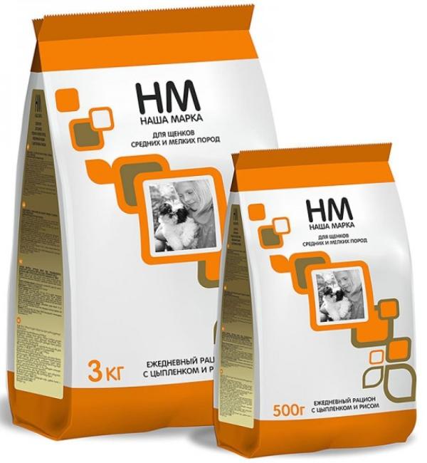 Каталог Сухой корм для щенков средних и мелких пород Наша Марка (цыплёнок, рис) для собак