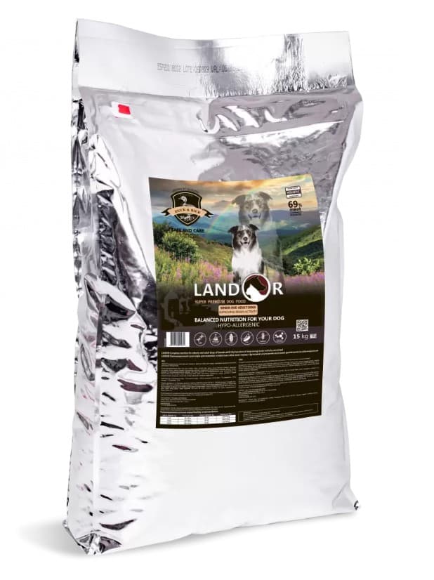 Каталог Сухой корм для собак LANDOR Adult Senior Dog (утка, рис) для собак