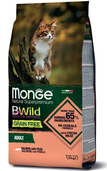 Сухой корм для кошек Monge Cat Bwild Grain Free Adult (лосось)