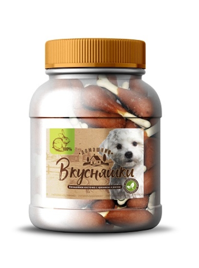 Домашние Вкусняшки Кальциевая косточка с кроликом и рисом 500 г
