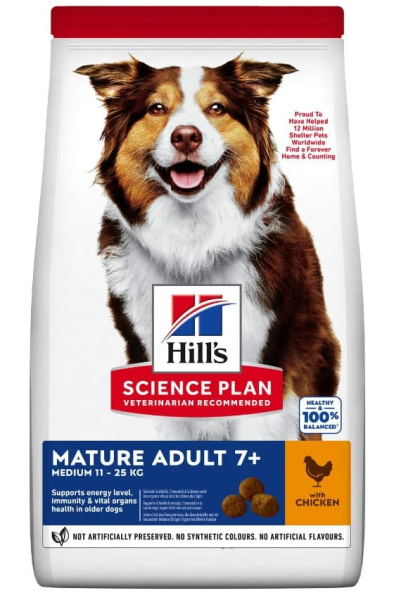 Каталог Сухой корм для собак Hill's Science Plan Mature Adult Medium 7+ (курица) для собак