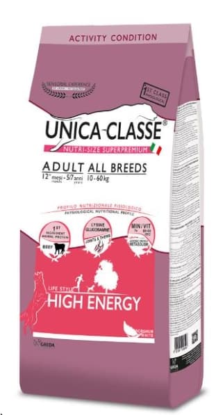 Еда для собак Сухой корм для собак Unica Classe Adult All Breeds High Energy (Говядина)