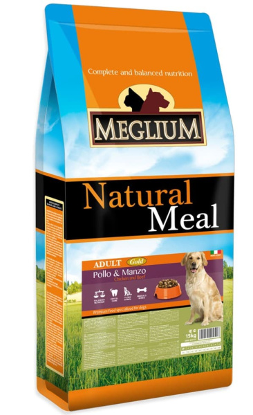 Пища для собак  Сухой корм для собак Meglium Dog Adult Gold (говядина, курица)