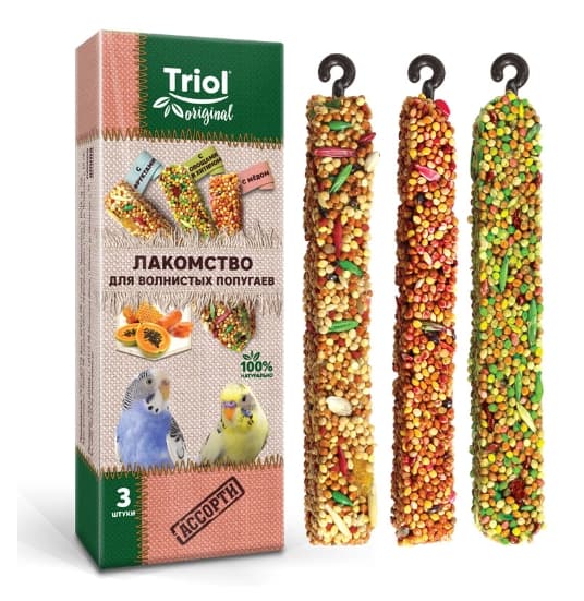 Лакомство для волнистых попугаев АССОРТИ Triol Original уп.3 шт (50161012)