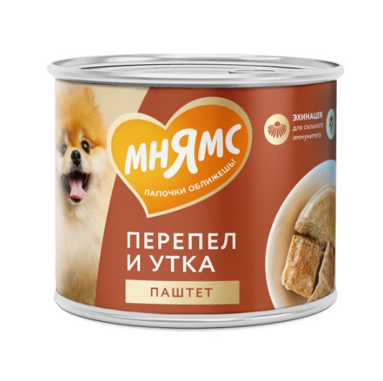 Влажный корм Мнямс Паштет из утки и перепела для собак всех пород «СИЛЬНЫЙ ИММУНИТЕТ»