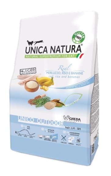 Сухой корм для кошек Unica Natura Unico Outdoor (Треска, рис, банан)