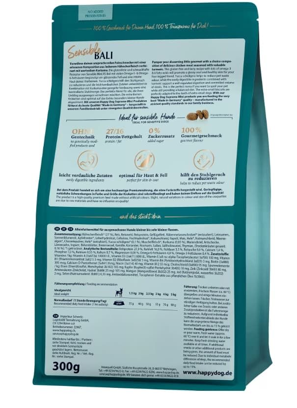 Каталог Сухой корм для собак HAPPY DOG Mini XS Sensible Bali для собак