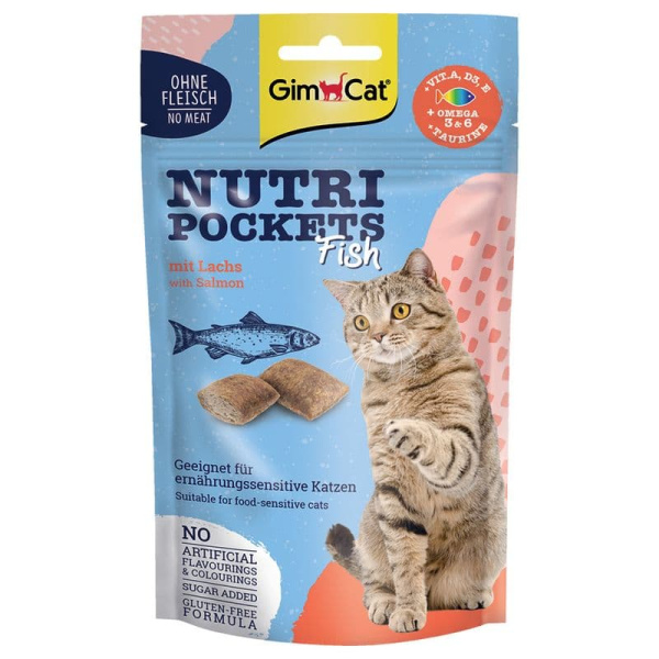 Вкусняшки для кошек GimCat Nutri Pockets (лосось)