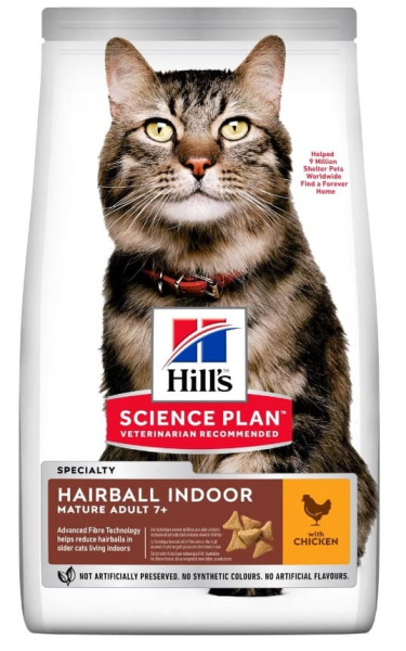 Пища Сухой корм для выведение шерсти у кошек Hill's Science Plan Hairball Indoor (курица)