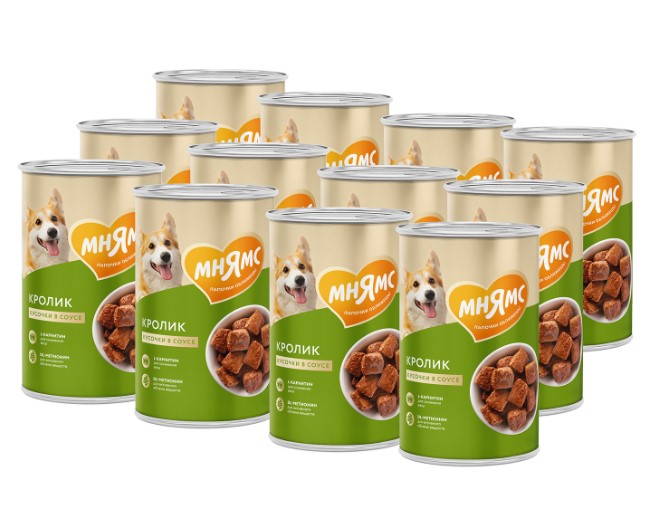 Влажный корм Мнямс Кусочки в соусе с кроликом для собак всех пород «ФИТНЕС»