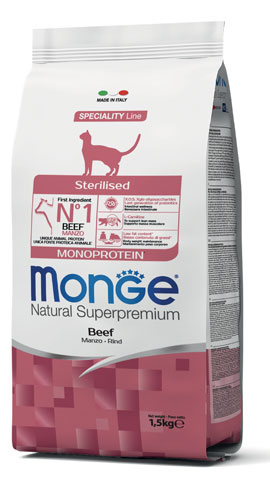 Сухой корм для кошек Monge Cat Monoprotein Sterilized (говядина)