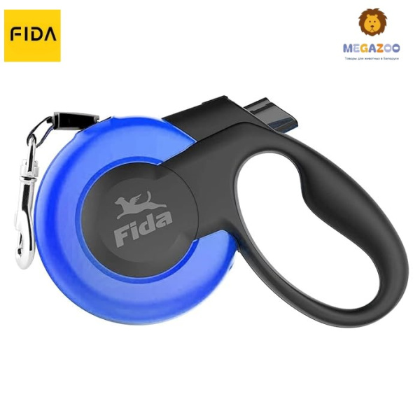 Поводок-рулетка лента Fida Mars (лента), синяя для собак