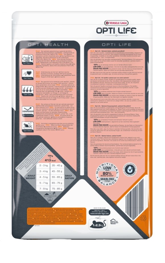 Сухой корм для кошек Opti Life Cat Adult Sensitive (лосось)