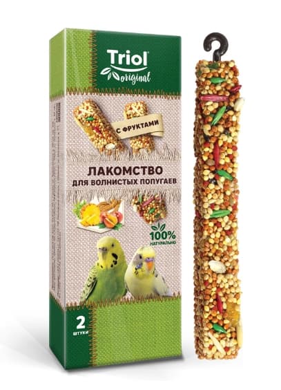Лакомство для волнистых попугаев с фруктами Triol Original уп. 2 шт (50161014)