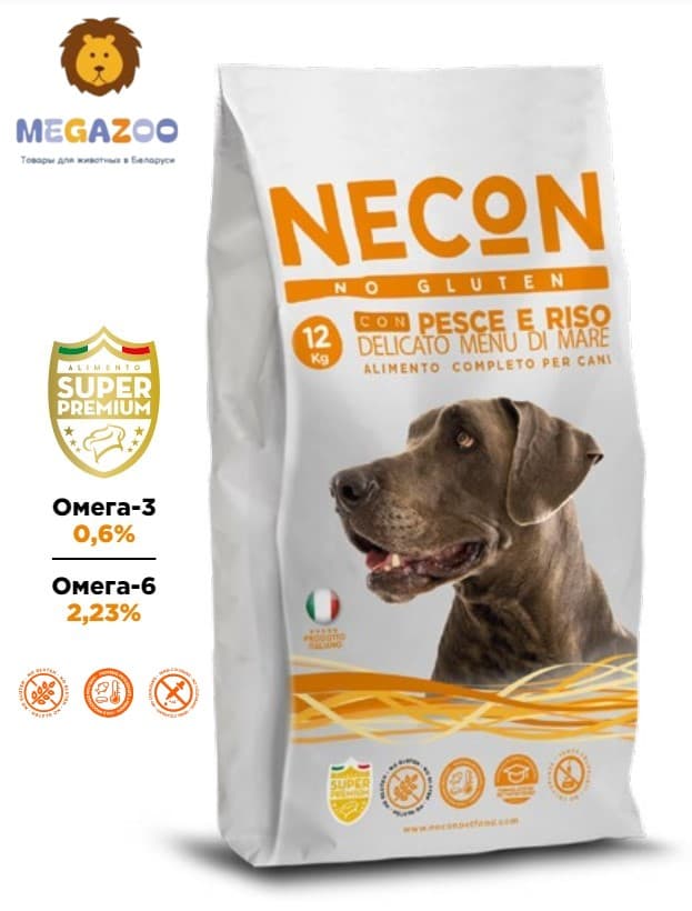 питание для собак Necon Delicate Menù di Mare Adult (рыба, рис)