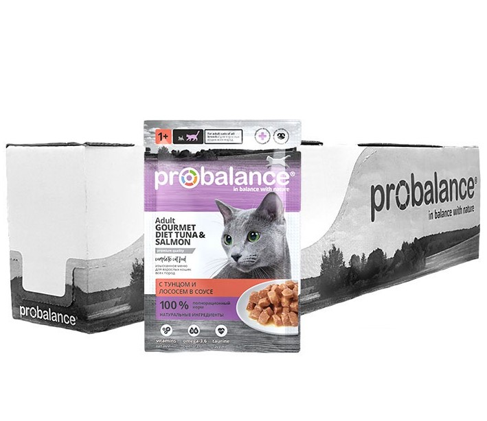 Влажный корм для кошек ProBalance Adult Gourmet Diet (тунец с лососем в соусе)