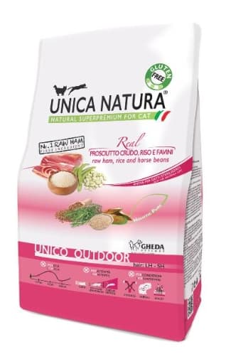 Сухой корм для кошек Unica Natura Unico Outdoor (Ветчина, рис, боб садовый)