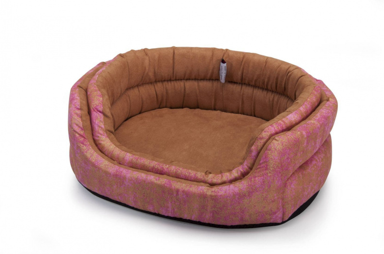 Лежанка овальная фиолетовая с коричневым