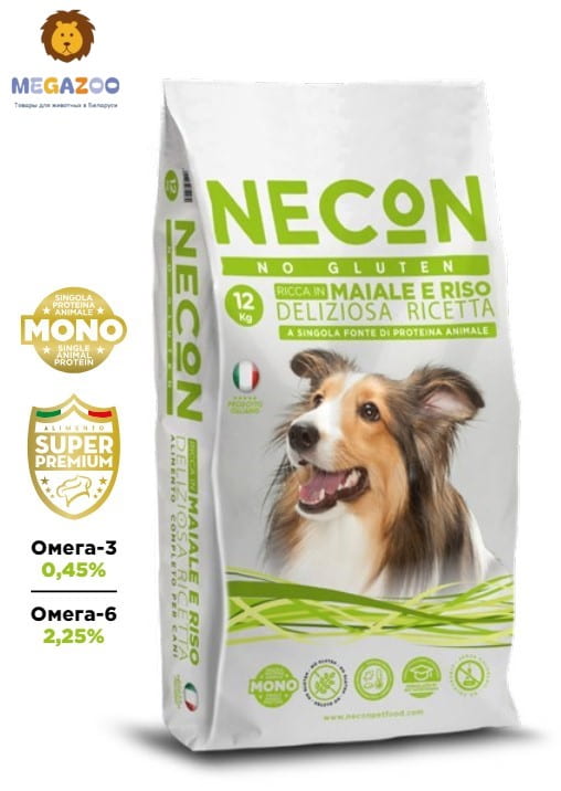 Каталог Сухой корм для собак Necon Delicious Adult (свинина, рис) для собак