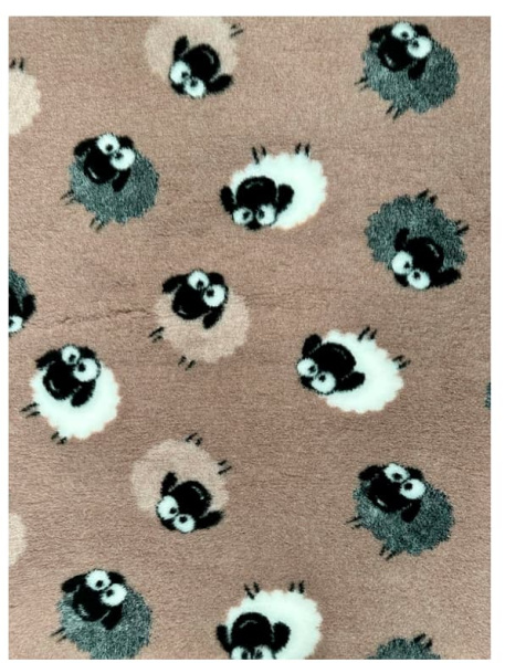 Коврик меховой для собак ProFleece Овечки 1х1.6 м, беж/черный/белый