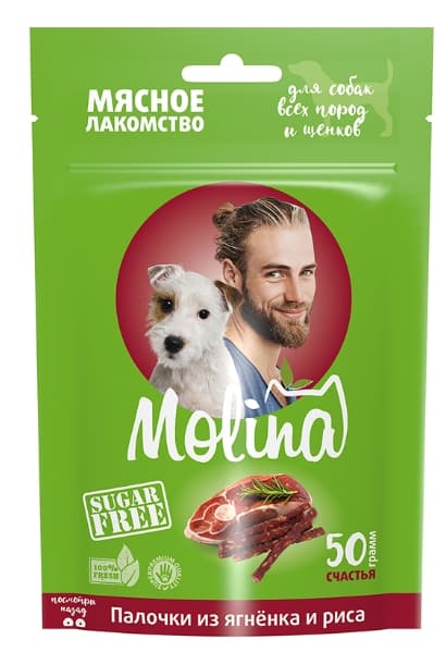 MOLINA Палочки из ягнёнка и риса 50 г