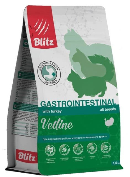 Сухой корм для кошек BLITZ Cat Vetline Gastrointestinal (индейка)