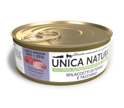 Консервы для кошек Unica Natura UNICO INDOOR Филе тунца с индейкой