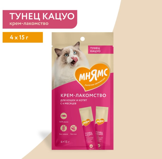 Крем-лакомство Мнямс для кошек с тунцом Кацуо