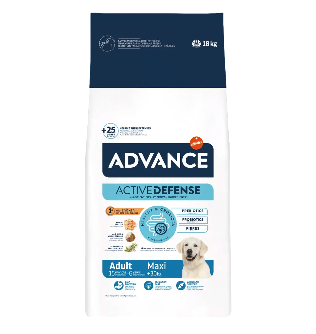 Еда для больших собак Сухой корм для собак крупных пород Advance Dog Adult Maxi (курица, рис)