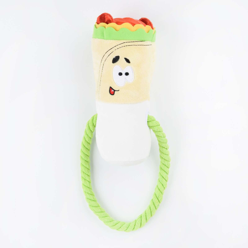 Игрушка Mr.Kranch для собак "Шаурма" плюшевая с канатиком  и пищалкой 21 см