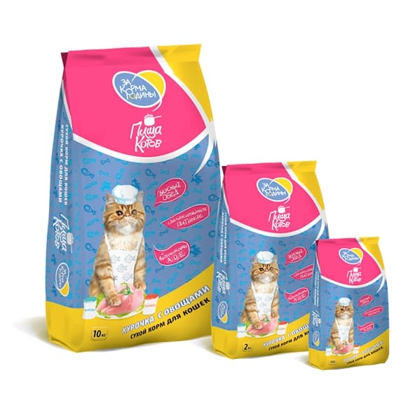 Сухой корм для кошек ЗА КОРМА РОДИНЫ "Пища котов с курочкой" 3 кг