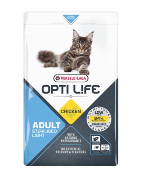 Сухой корм для кошек Opti Life Cat Adult Sterilised/Light (курица)