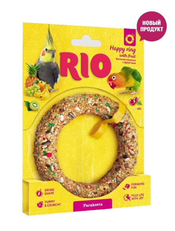 Лакомство-игрушка для волнистых попугаев и экзотов RIO Веселое колечко