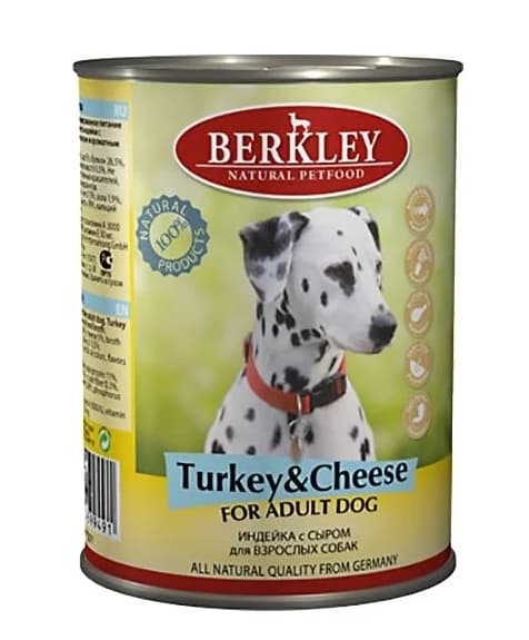 Консервированное питание Консервы для собак Berkley (индейка с сыром)