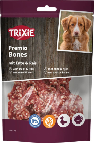 Лакомство для собак Косточки из утиного мяса с рисом TRIXIE PREMIO