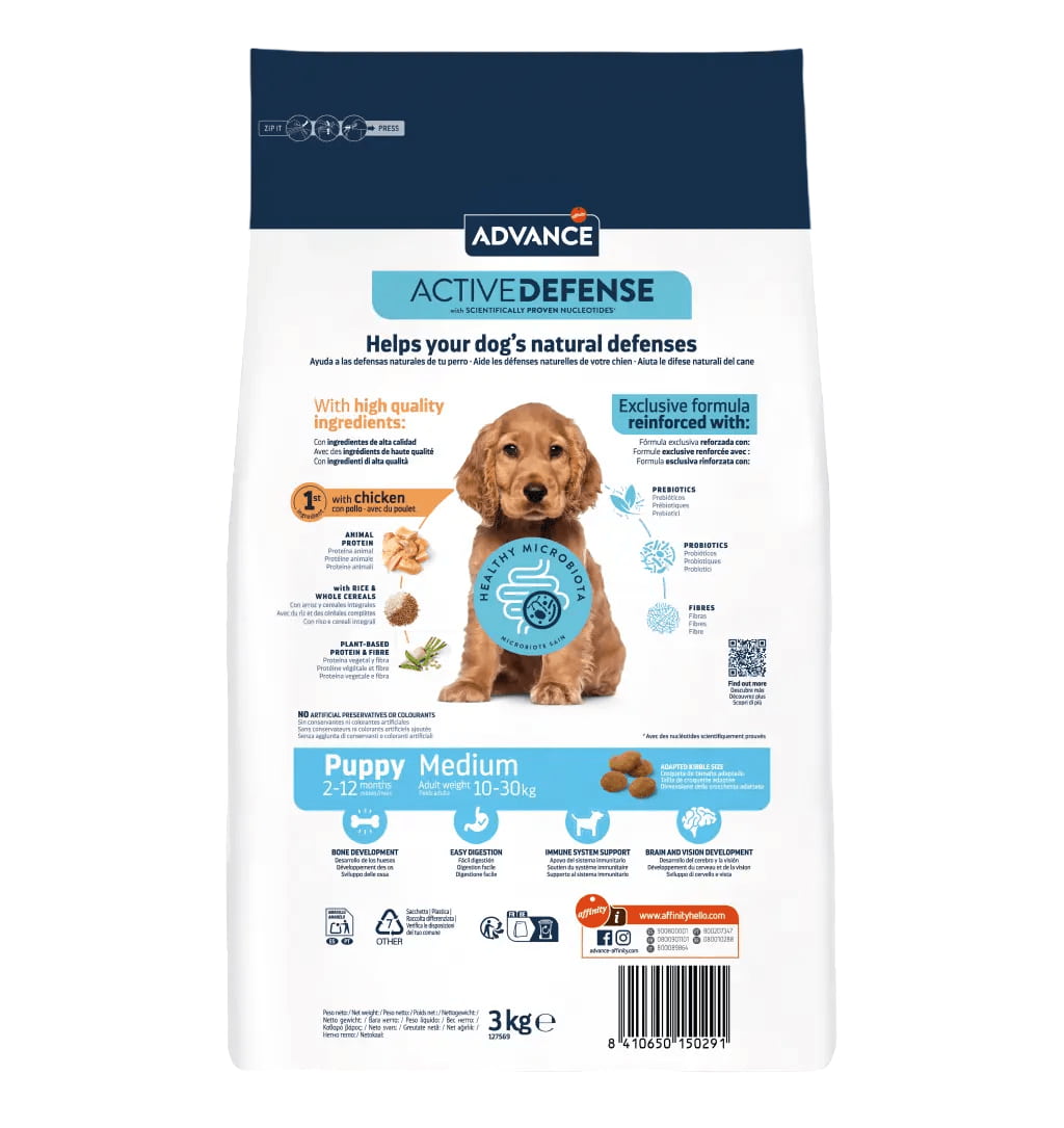 Пища для щенков средних пород Сухой корм для щенков средних пород Advance Dog Puppy Medium (курица)