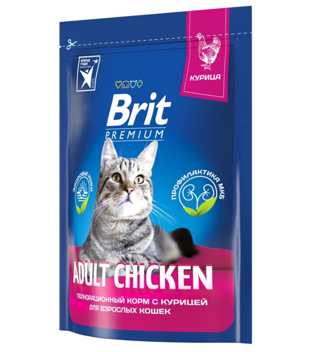 Brit Premium Adult Chicken - полнорационный сухой корм премиум класса с курицей для взрослого кота