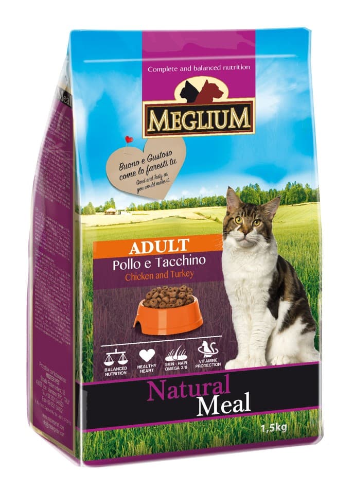 Еда для кошек Сухой корм для кошек Meglium Adult Cat (курица, индейка)