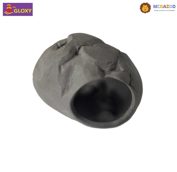 Декорация из глины для аквариума GLOXY Камень укрытие с двумя отверстиями XS 9х6.5х6.5см