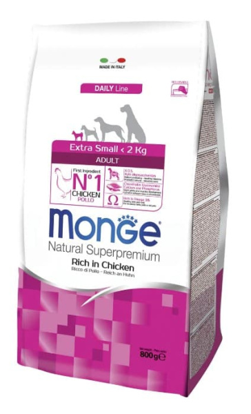 Каталог Сухой корм для собак Monge Dog Extra Small Adult (курица) для собак