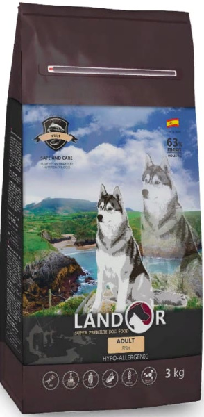 Каталог Сухой корм для собак LANDOR Dog Adult All Breed (рыба, рис) для собак