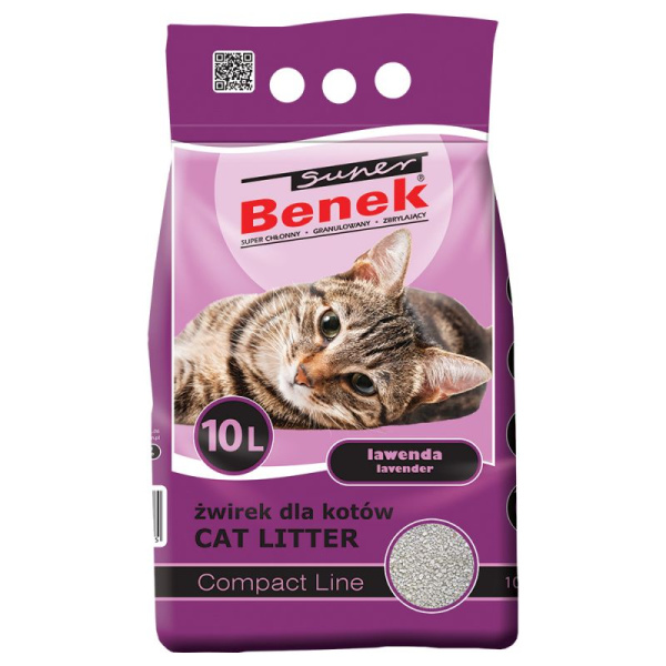 Насыпка для гигиены кошачьего лотка Super Benek Compact Lavender (лаванда компакт, мелкий) 