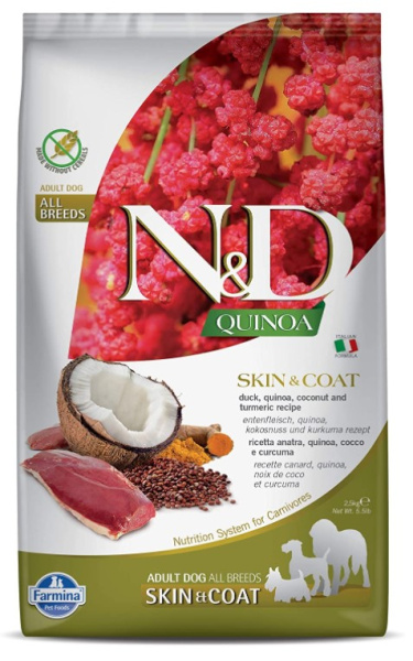 Питание для собак Сухой корм для собак Farmina N&D GF Quinoa Skin & Coat Duck Adult (утка, кокос)